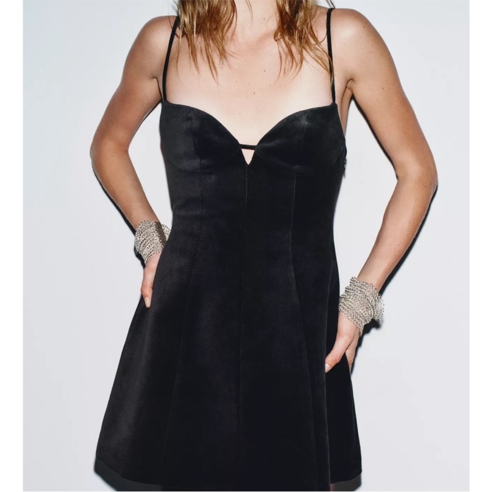 NWT Zara Black Velvet Dress